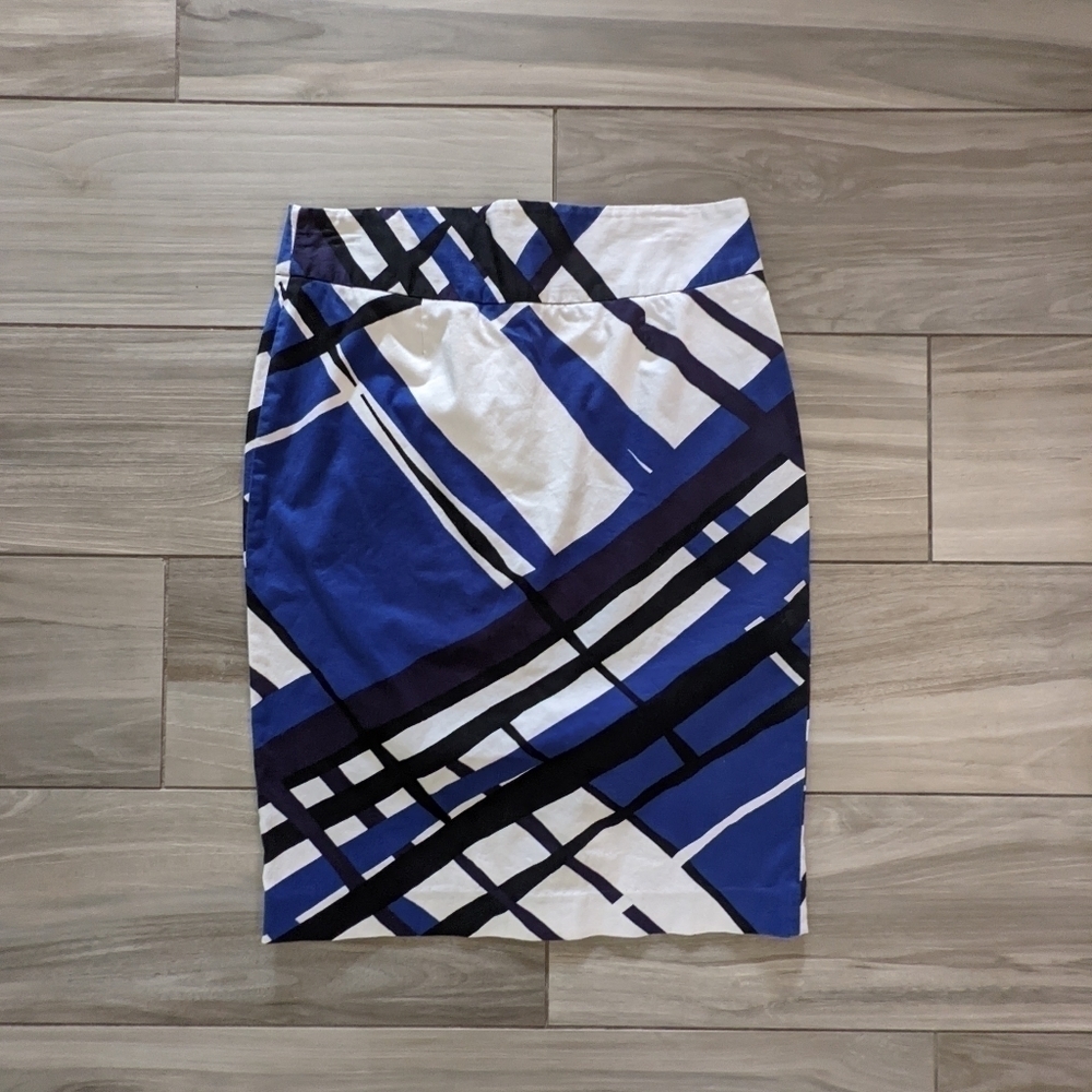 Grace Blue, White, Black, Pencil Skirt